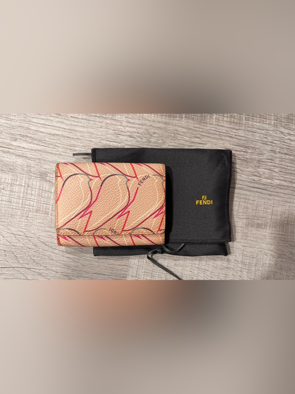 Fendi Link Abstract Cardholder Coated Canvas + leather